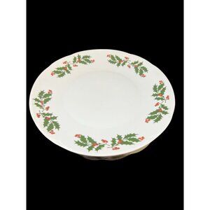 Apulum Porcelain Holiday Dinner Plate With Holly & Berry Design - 3 Plates